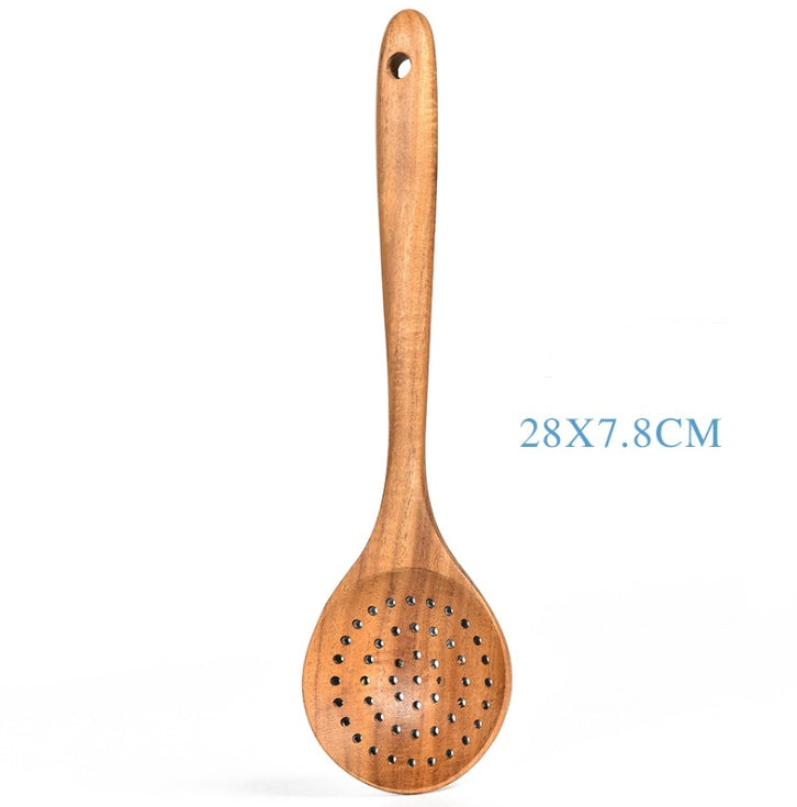 Teak Wood Cooking Utensil Set – Spoon, Ladle, Turner & Skimmer