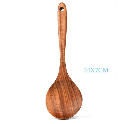 Teak Wood Cooking Utensil Set – Spoon, Ladle, Turner & Skimmer