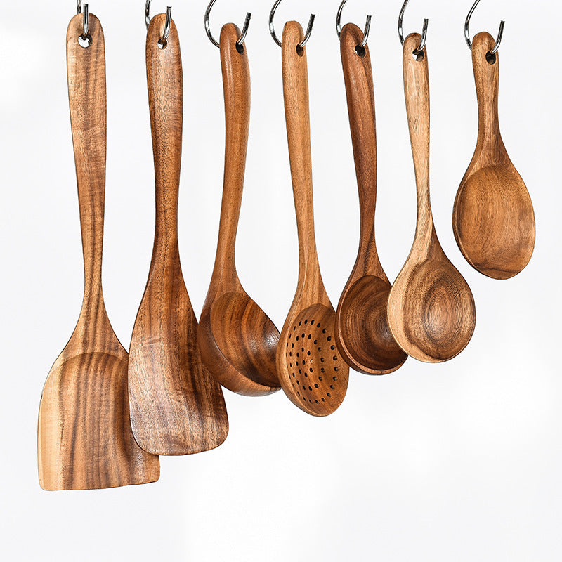 Teak Wood Cooking Utensil Set – Spoon, Ladle, Turner & Skimmer