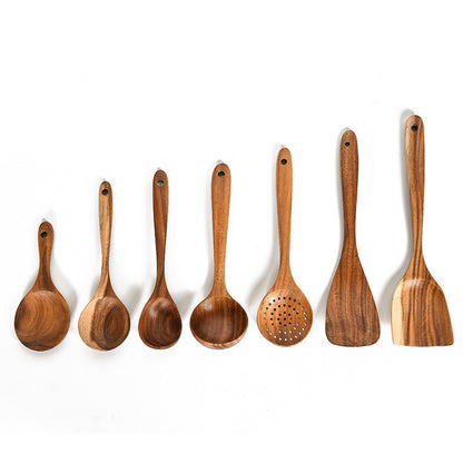 Teak Wood Cooking Utensil Set – Spoon, Ladle, Turner & Skimmer
