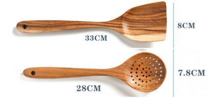 Teak Wood Cooking Utensil Set – Spoon, Ladle, Turner & Skimmer